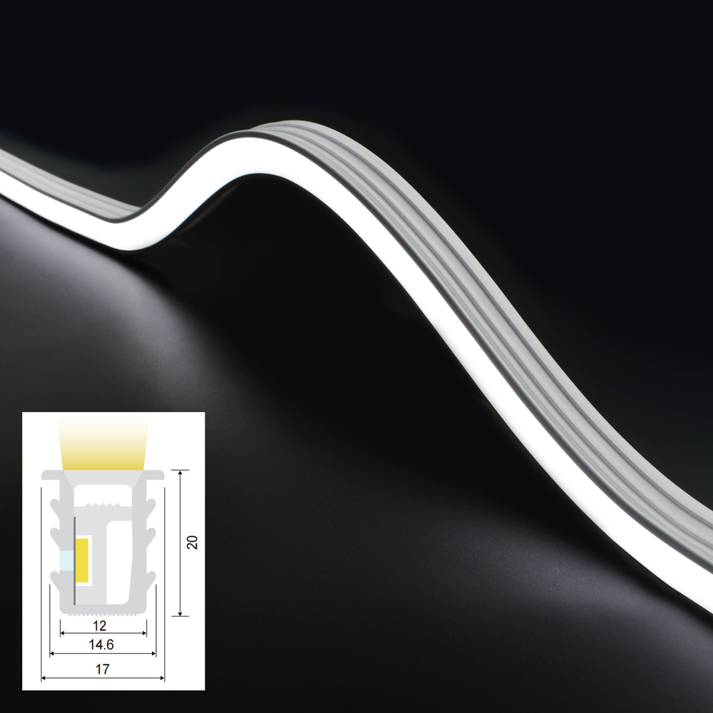Recessed Silicone LED Neon Flex, 12mmx20mm Silicone Profile